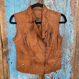 Chelsea & Violet Moto Biker Vest with Buckle Collar Size XS